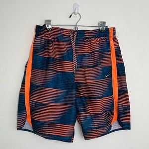 Nike Swim Trunks Mens Board Shorts Orange And Blue Size Large